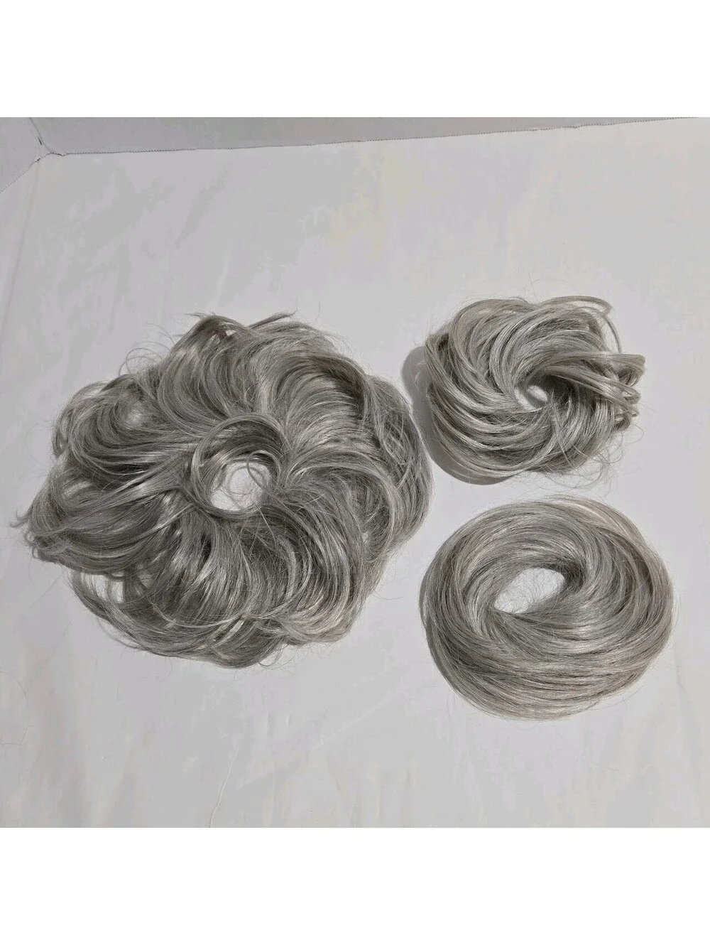 Set of 3 Ponytail Messy Bun Gray Hair Piece Wiglet Extension